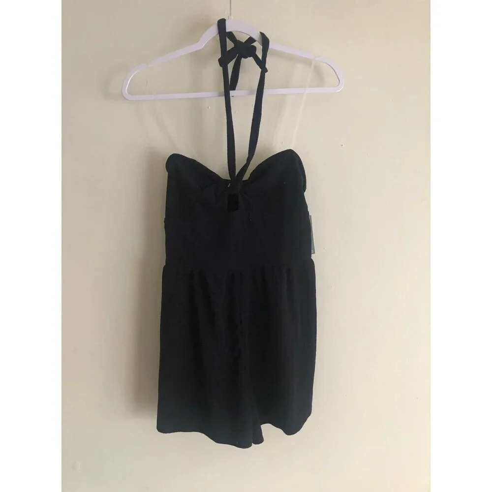 Wild fable Women’s black Terry Cloth halter Romper sz M